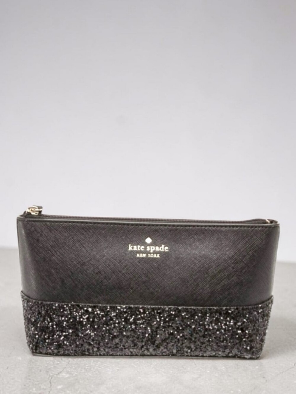 Kate Spade NWT Black Glitter Tote Bag & Matching Cosmetic Pouch Set - Picture 4 of 11